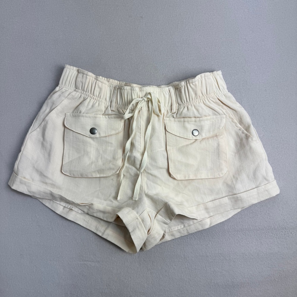 Mustard Seed Ivory Cargo Drawstring Pocket lined Shorts S21647 Womens‎ Small New